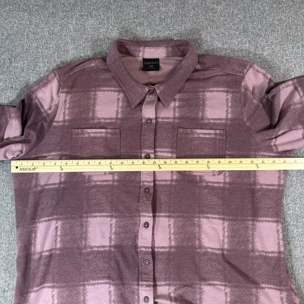 32 Degree Heat Flannel Printed Button Down Layer Shirt, Womens XS Purple Pink - Picture 3 of 6